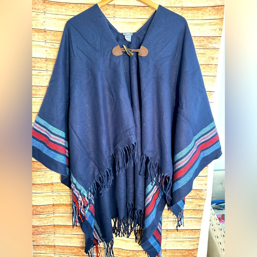 Aerie poncho blue once size